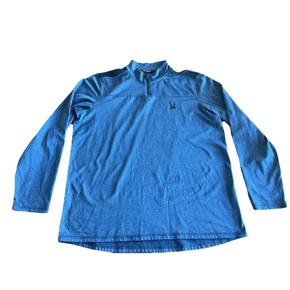 Spyder Active Pullover Sweater Mens Medium Blue 1/4 Zip Performance Logo PROWEB